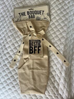 The Bouquet Bag — Cream Floral Ribbon Tote